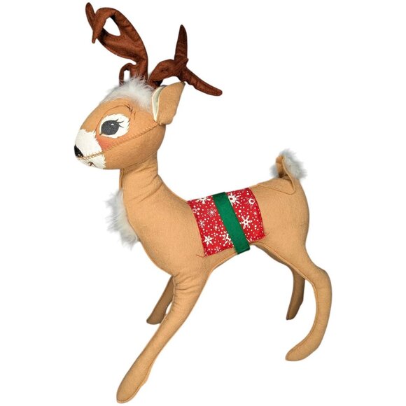 Vintage Annalee Mobilitee Christmas Reindeer Plush 18" x 16" Eyes Open - Picture 1 of 14